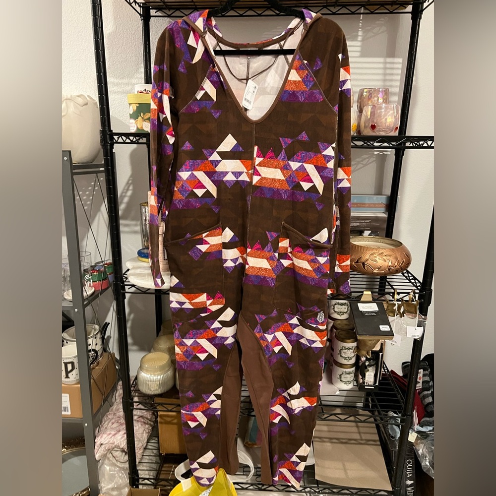 Free People Movement Hot Shot Long Sleeve Printed Jumpsuit, XS NWT - Picture 4 of 5